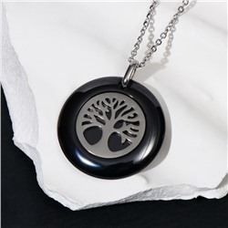Кулон керамика "Древо" цвет чёрный в серебре