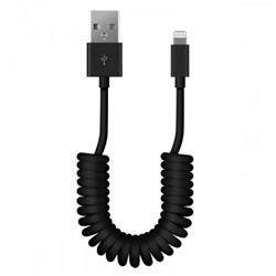Кабель USB - 8pin для Apple спиральный длина 1 м черный Smartbuy (1/500)