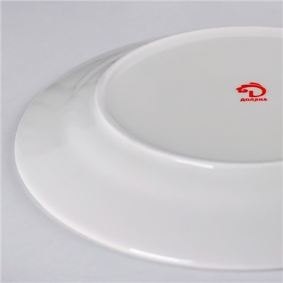 Тарелка фарфоровая обеденная Доляна «Эвкалипт», d=25,3 см, цвет белый
