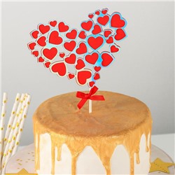 Топпер для торта «Сердце в сердце», 23×12,5 см, цвет красный