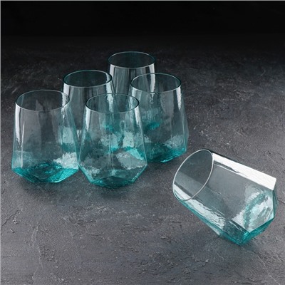 Набор стеклянных стаканов Magistro «Дарио», 450 мл, 10×11,5 см, 6 шт, цвет изумрудный