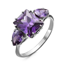 Серебряное кольцо с фианитами фиолетового цвета - 1179