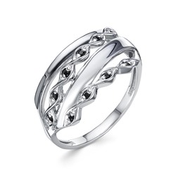 Серебряное кольцо с черными фианитами - 1317