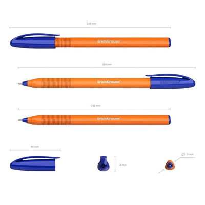 Ручка шариковая ErichKrause U-108 Orange Stick 1.0, Ultra Glide Technology, чернила синие