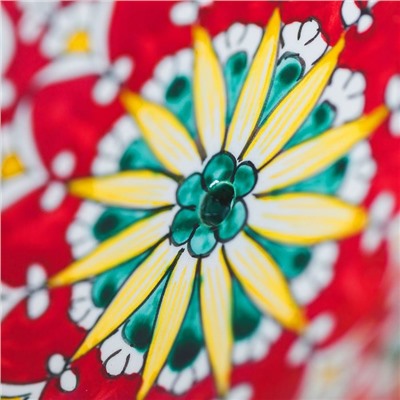Фруктовница Риштанская Керамика "Цветы", 25 см, красная