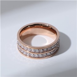Кольцо "Прелесть" две дорожки, цвет белый в розовом золоте, размер 16