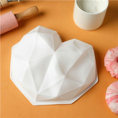 Форма для выпечки и муссовых десертов KONFINETTA «Геометрия любви», 21,5×20×6 см, силикон, цвет белый