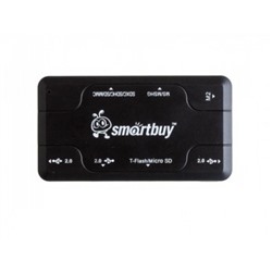 Картридер + Хаб USB 2.0 3 порта+SD/microSD/MS/M2 Combo, черный Smartbuy (1/1)