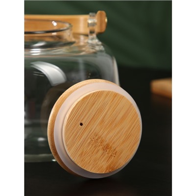Чайник стеклянный заварочный с бамбуковой крышкой и металлическим фильтром BellaTenero «Эко. Бабл», 1,5 л, 21×15×20 см