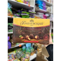 Шоколадный набор Бабаевский Dark cream collection с целым фундуком и дробленым миндалем в темном шоколаде Масса 200гр