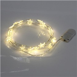 Акция! Гирлянда светодиодная  2м 20led 220Вт звездочка батарейки 2*CR2032 бел тепл Серпантин (1/432)