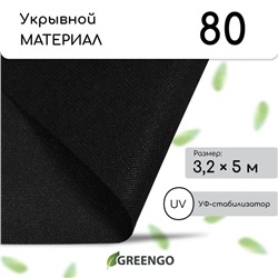 Материал мульчирующий, 5 × 3,2 м, плотность 80 г/м², спанбонд с УФ-стабилизатором, чёрный, Greengo, Эконом 20%