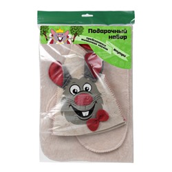 Подарочный набор 3 предмета "Мышка" (шапка, коврик, рукавица)