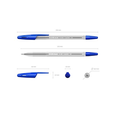 Ручка шариковая ErichKrause R-301 Classic Stick, узел 1.0 мм, чернила синие, длина линии письма 2000 метров, штрихкод на ручке