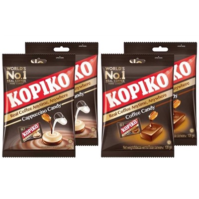 KOPIKO Конфеты Кофейный Леденцы со вкусом Капучино и Кофе Оригинал упаковка 108гр