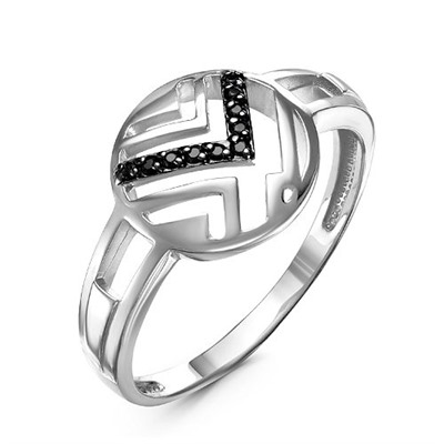 Серебряное кольцо с черными фианитами - 1056
