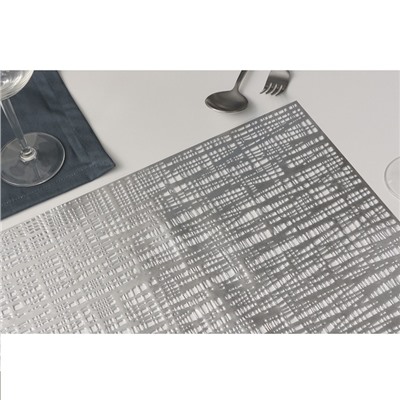 Набор салфеток сервировочных для стола Доляна «Паутинка», 4 шт, ПВХ, 45×30 см, цвет серебряный