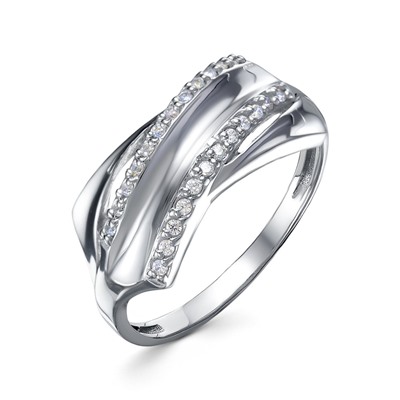 Серебряное кольцо с бесцветными фианитами - 1313
