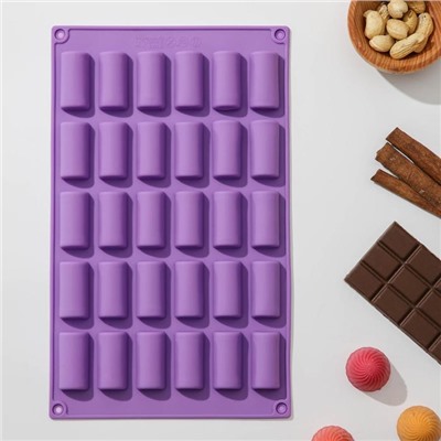 Форма для шоколада силиконовая Доляна «Батончик», 27,5×17,5 см, 30 ячеек (4×2×1,5 см), цвет МИКС
