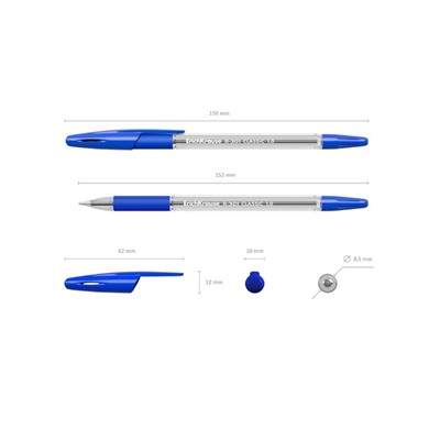 Ручка шариковая ErichKrause R-301 Classic Stick & Grip, узел 1.0 мм, чернила синие, резиновый упор, длина линии письма 800 метров
