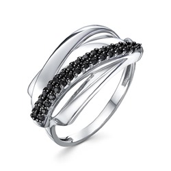 Серебряное кольцо с черными фианитами - 1324