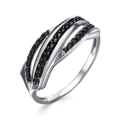 Серебряное кольцо с черными фианитами - 1327