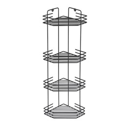 Полка металлическая для ванной 4 яруса угол 20,5*20,5*72 см термопласт покрыт графит Рыжий кот (1/8)