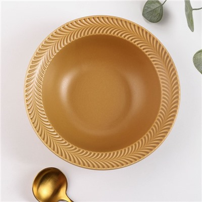 Тарелка керамическая суповая «Морская гладь», 600 мл, d=21 см, цвет коричневый