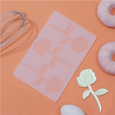 Силиконовый коврик для айсинга «Розы», 3 ячейки, 19×12,5×0,1 см, цвет прозрачный