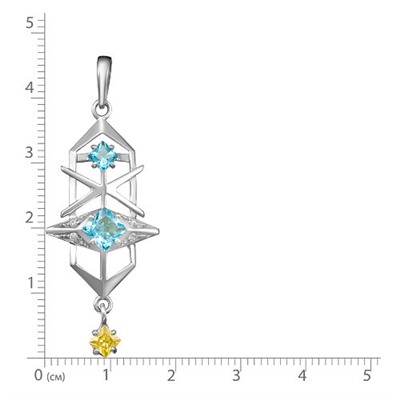 Серебряная подвеска с разноцветными фианитами - 997