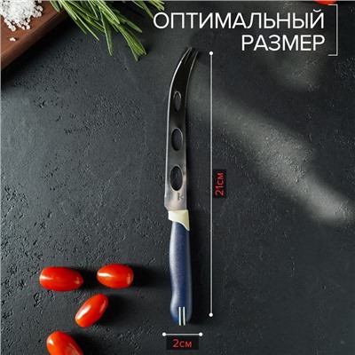 Нож для сыра Доляна «Страйп», лезвие 15 см, цвет синий