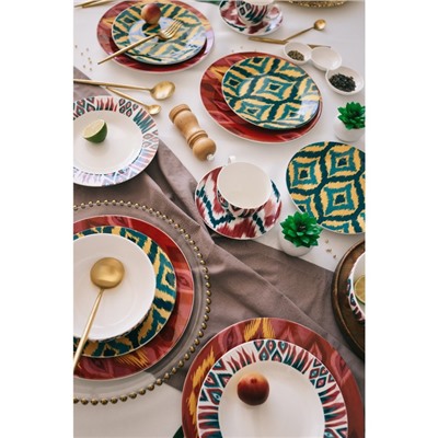 Сервиз чайный фарфоровый Доляна Askım, 12 предметов: 6 чашек 250 мл, 6 блюдец d=15 см, цвет разноцветный