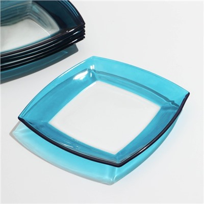 Набор тарелок Tokio, 6 шт, d=19,5 см, стекло, цвет голубой
