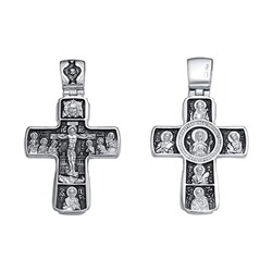 Крест (образ Знамение) из серебра частичное чернение литье