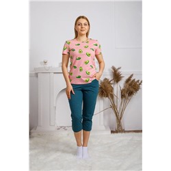 Комплект Авокадо / футболка + бриджи / Розовый