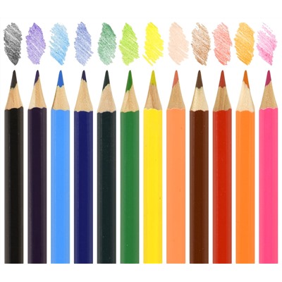 Набор цветных карандашей 12 цветов ВЕСЕЛЫЕ ЗВЕРЯТА, шестигранные
