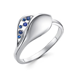 Серебряное кольцо с фианитами синего цвета - 1401