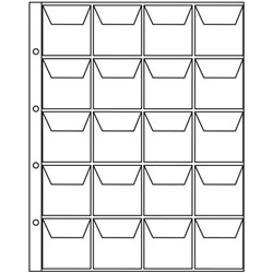 Лист для монет на 20 ячеек, формат OPTIMA (с клапанами)