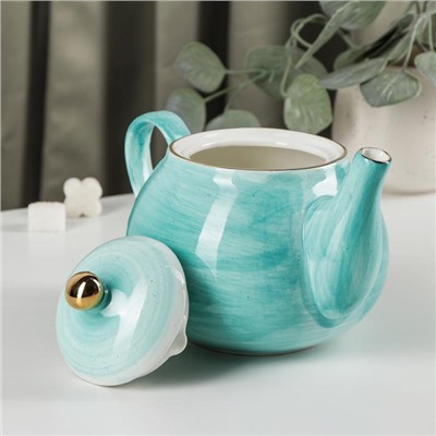 Чайник фарфоровый заварочный Доляна «Млечный путь», 900 мл, цвет бирюзовый
