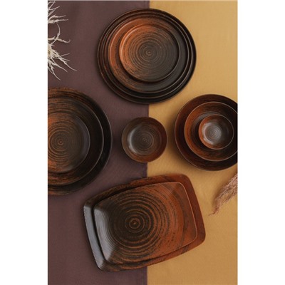 Блюдо прямоугольное Lykke brown, 32×23 см, цвет коричневый