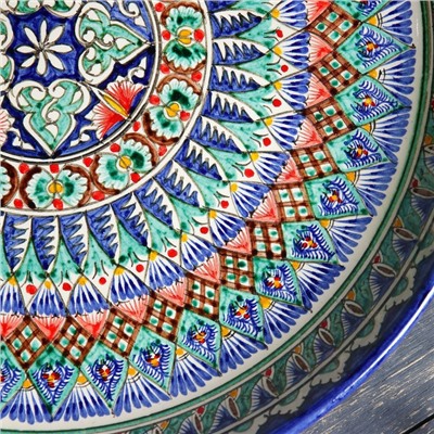 Ляган круглый Риштанская Керамика, 45,5см, орнамент