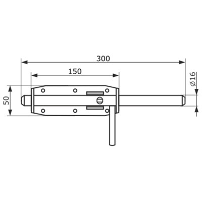 Засов воротный ЗВ-300, с проушиной,МИКС