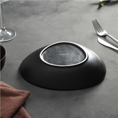 Тарелка фарфоровая глубокая Magistro Carbon, 21,5×18,5 см, цвет чёрный