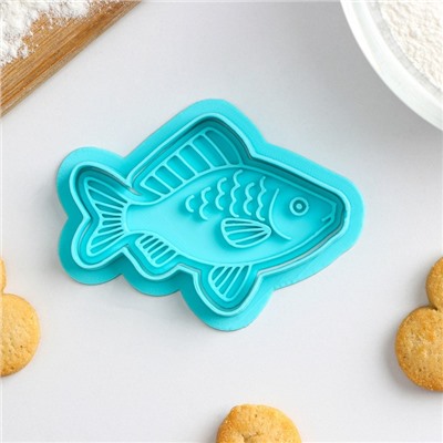 Форма для печенья «Рыбка», штамп, вырубка, 7х8,5 см, цвет голубой