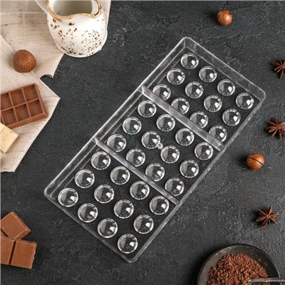 Форма для шоколада и конфет KONFINETTA «Полусфера», 28×14 см, 36 ячеек, ячейка 2×1 см
