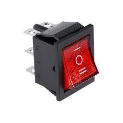 [34579] Выключатель 15А 250В, ON-OFF-ON, 6с, красный с подсветкой (Ч.)