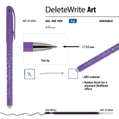Ручка гелевая со стираемыми чернилами DeleteWrite Art «Сердечки», узел 0.5 мм, синие чернила, матовый корпус Silk Touch, МИКС