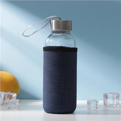 Бутылка для воды стеклянная в чехле «Лето», 300 мл, h=17,5 см, рисунок МИКС