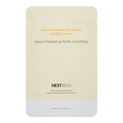 NEXTBEAU Niacinamide Solution Sheet Mask Brightening & Pore Control Выравнивающая тканевая маска с ниацинамидом 22мл