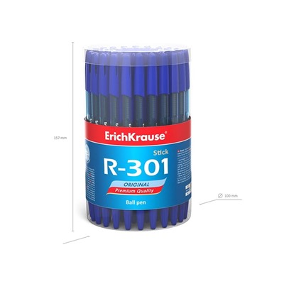 Ручка шариковая ErichKrause R-301 Original Stick, узел 0,7 мм, стержень синий